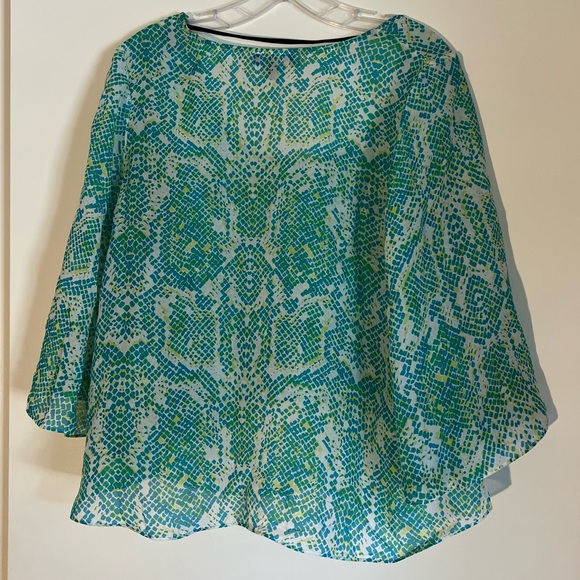 Bebe turquoise snakeskin sheer blouse size medium - Picture 2 of 3